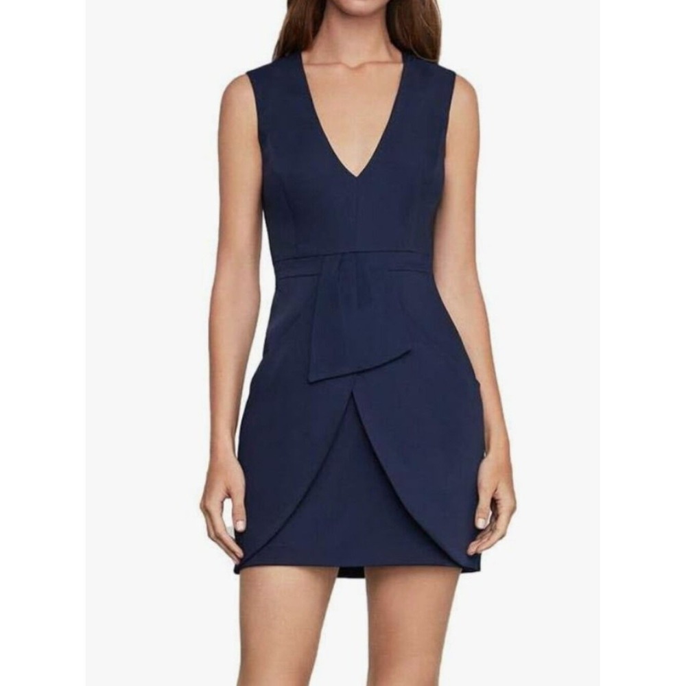BCBG MAXAZRIA Clare Navy Dress Womens 8  Tulip Pockets Sleeveless Cocktail